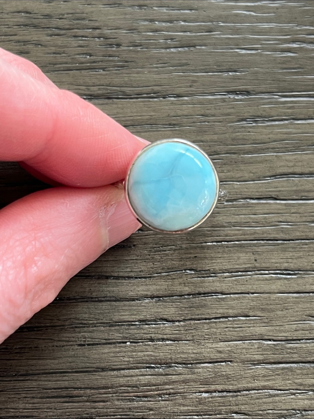 Hammered Band Larimar Ring